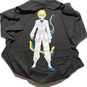Kurapika Anime Washed Men&#39;s T-shirt Manga Character Graphic Shirt Anime Manga Vintage Cool T-shirt