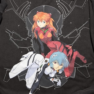 Rei and Asuka Anime Washed Men&#39;s T-shirt Manga Character Graphic Shirt Anime Manga Vintage Cool T-shirt