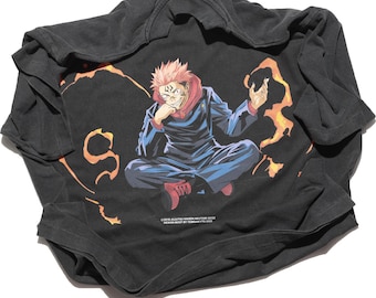 Sukuna fire Anime Washed Men&#39;s T-shirt Manga Character Graphic Shirt Anime Manga Vintage Cool T-shirt