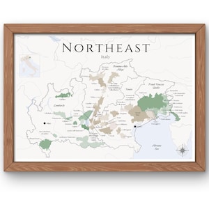 Nordostitalien Weinkarte (digitales Produkt): Entdecke die Weinberge Italiens - Wandkunst & Weinbildung der nordöstlichen italienischen Weinregion