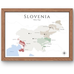 Slowenien Weinkarte (digitales Produkt): Entdecken Sie die Weinberge Sloweniens - Elegante Wandkunst & Weinbildung der Slowenischen Weinregionen