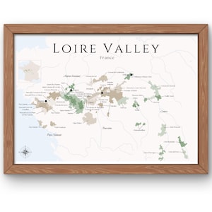 Loiretal-Weinkarte (digitales Produkt): Entdecken Sie die französischen Weinberge - Elegante Wandkunst & Weinbildung der Weinregion Loiretal