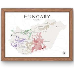 Ungarn Wein Karte (digitales Produkt): Entdecken Sie die Weinberge Ungarns - Elegante Wandkunst & Weinbildung der ungarischen Weinregionen