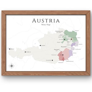 Österreich Weinkarte (digitales Produkt): Entdecke die Weinberge Österreichs - Elegante Wandkunst & Weinbildung der österreichischen Weinregionen