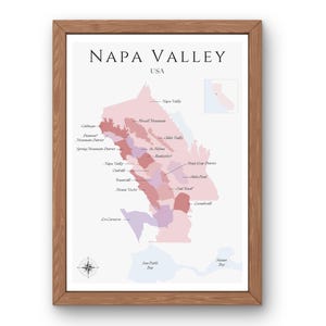 Napa Valley-wijnkaart (digitaal product): verken de wijngaarden van de VS - elegante muurkunst en wijneducatie van de wijnregio Napa Valley