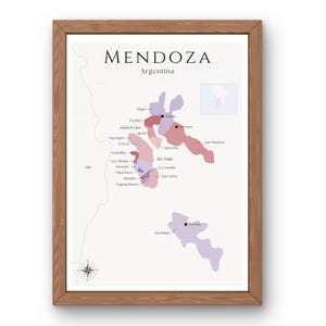 Mendoza Weinkarte (digitales Produkt): Entdecken Sie die Weinberge Argentiniens - Elegante Wandkunst & Weinbildung der Weinregion Mendoza