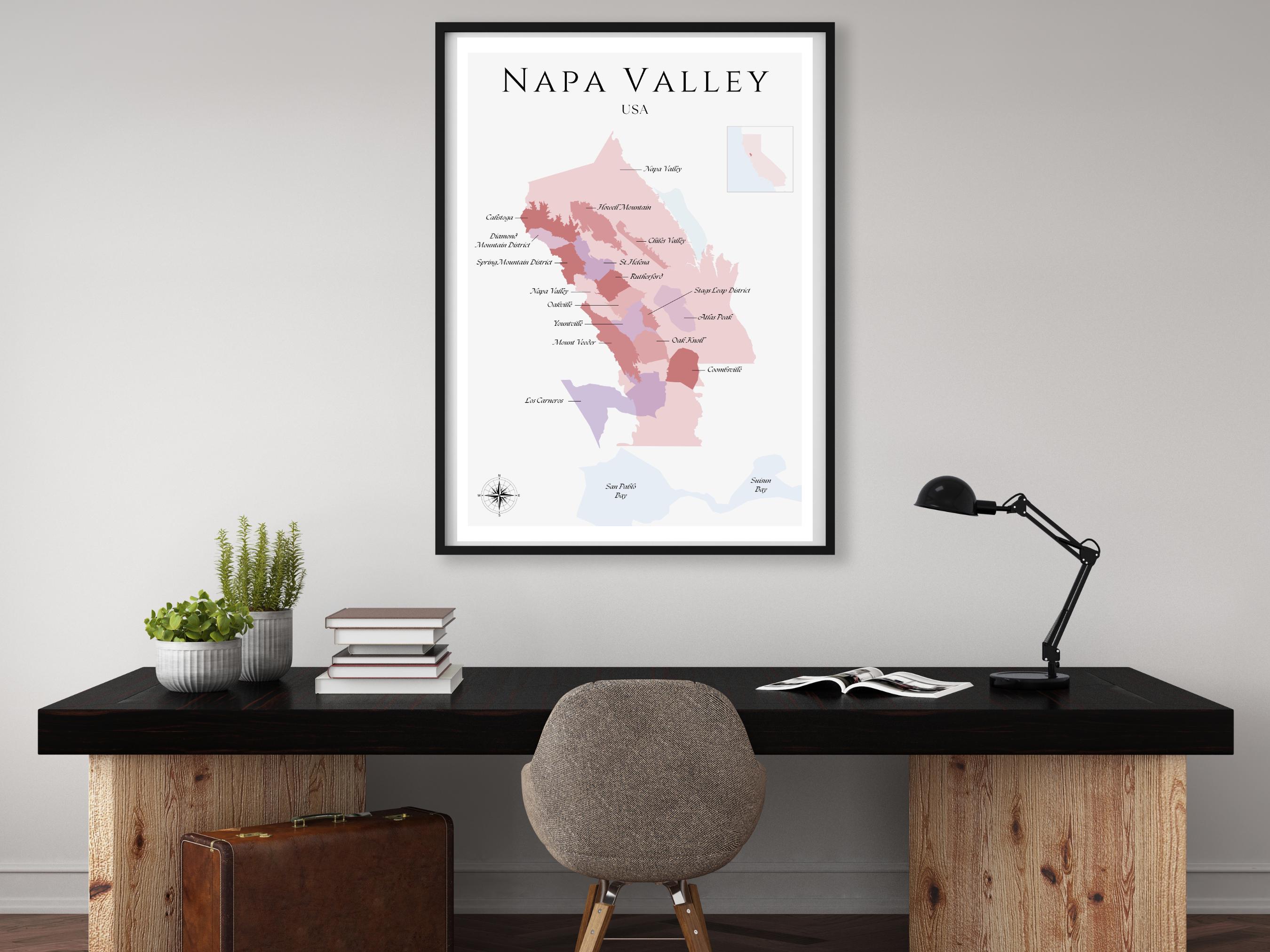 Napa Valley Wine Map (physical Print, Unframed): Elegant Wall Art ...