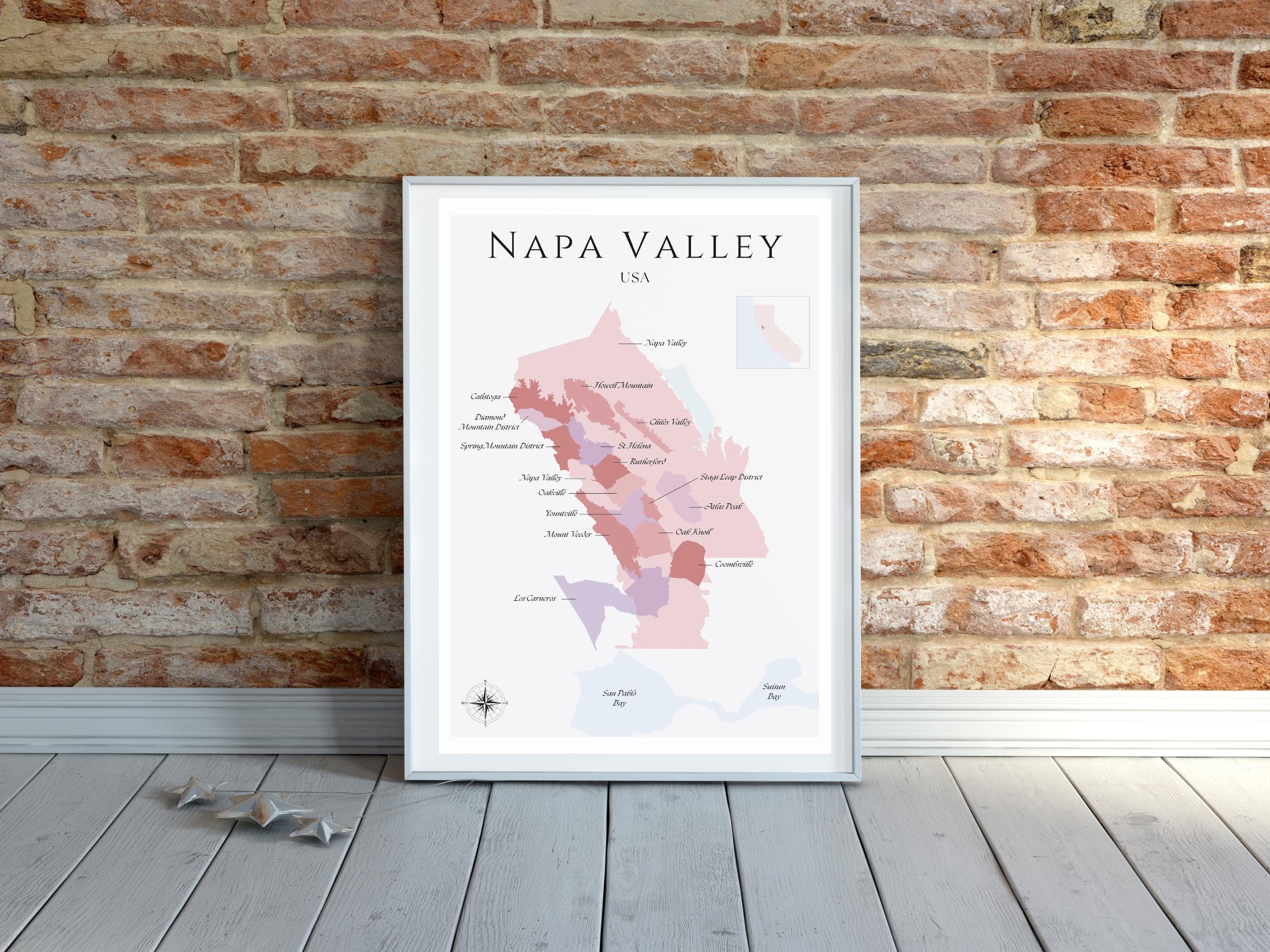 Napa Valley Wine Map (physical Print, Unframed): Elegant Wall Art ...