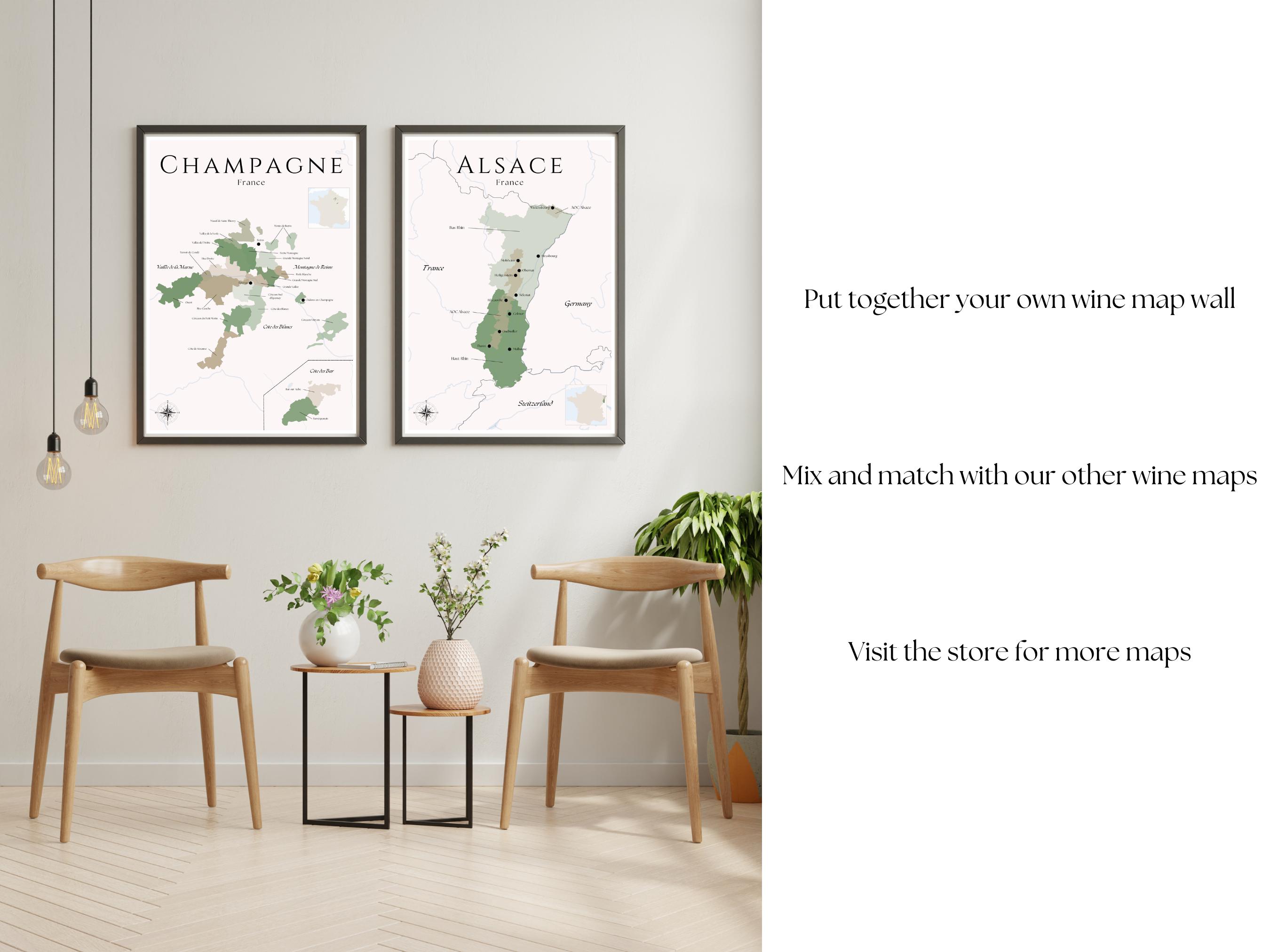 Napa Valley Wine Map (physical Print, Unframed): Elegant Wall Art ...
