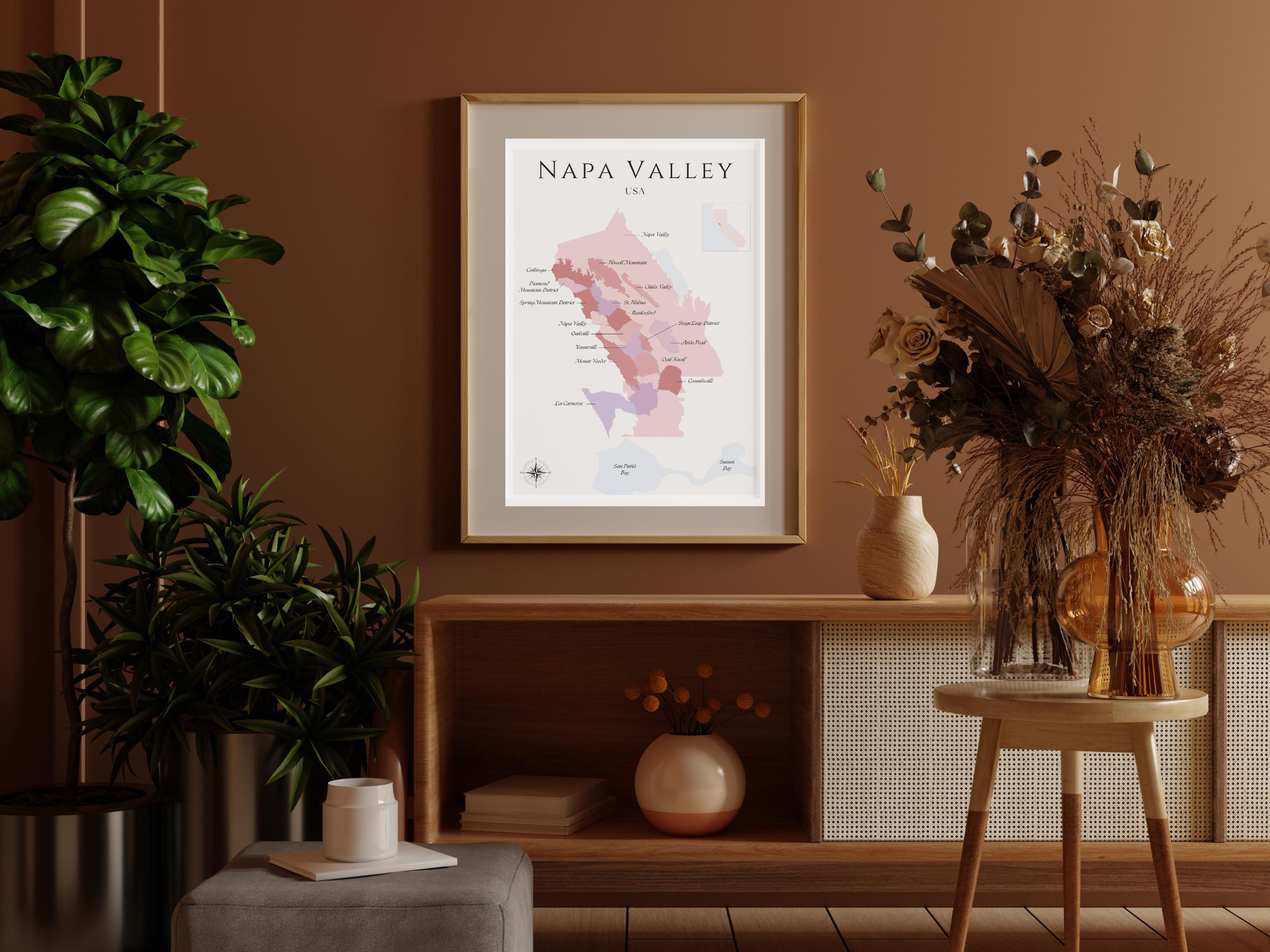 Napa Valley Wine Map (physical Print, Unframed): Elegant Wall Art ...