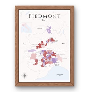 Piedmont Wine Map (Digital Product): Explore the Vineyards of Italy - Elegant Wall Art & Wine Education of Piedmont Wine Region