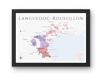 Languedoc-Roussillon Wine Map (Physical Print, unframed): Explore the Vineyards of Languedoc-Roussillon - Elegant Wall Art & Wine Education