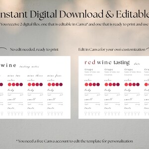 Editable and Customisable Red Wine Tasting Scorecard: Printable Note ...