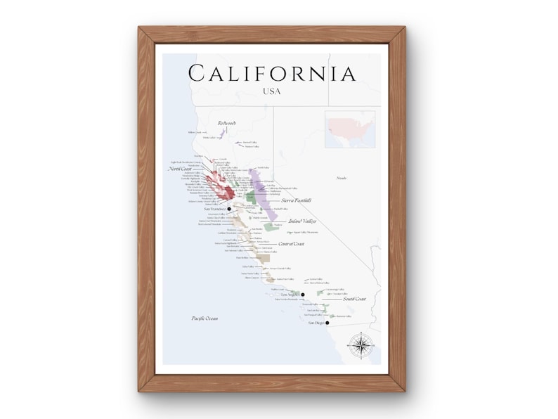 California Wine Map (digital Product): Explore the Vineyards of the USA ...