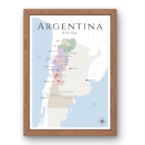 Argentinien Weinkarte (digitales Produkt): Entdecken Sie die Weinberge von Argentinien - Elegante Wandkunst & Weinbildung der argentinischen Weinregionen