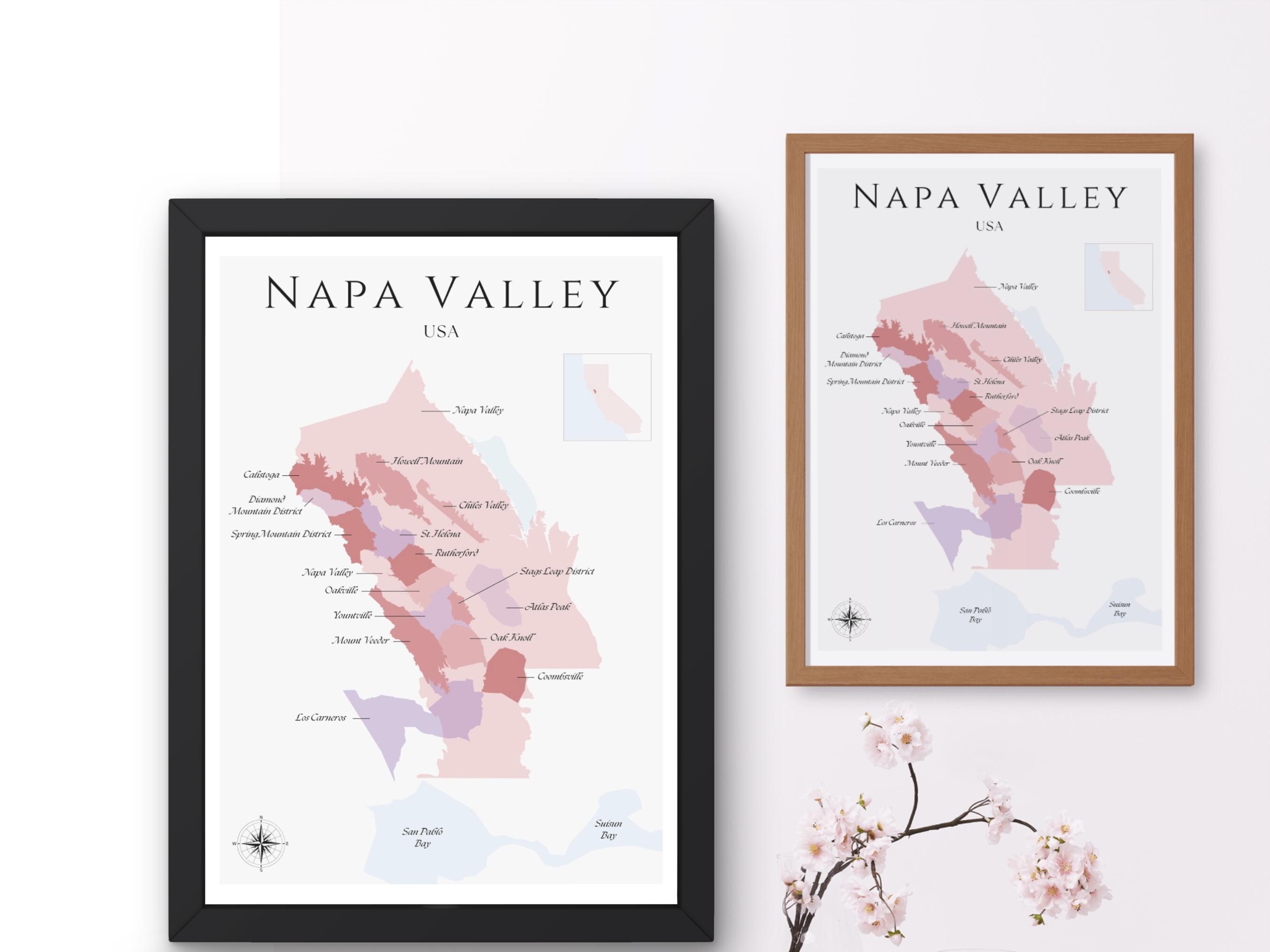 Napa Valley Wine Map (digital Product): Elegant Wall Art & Wine ...