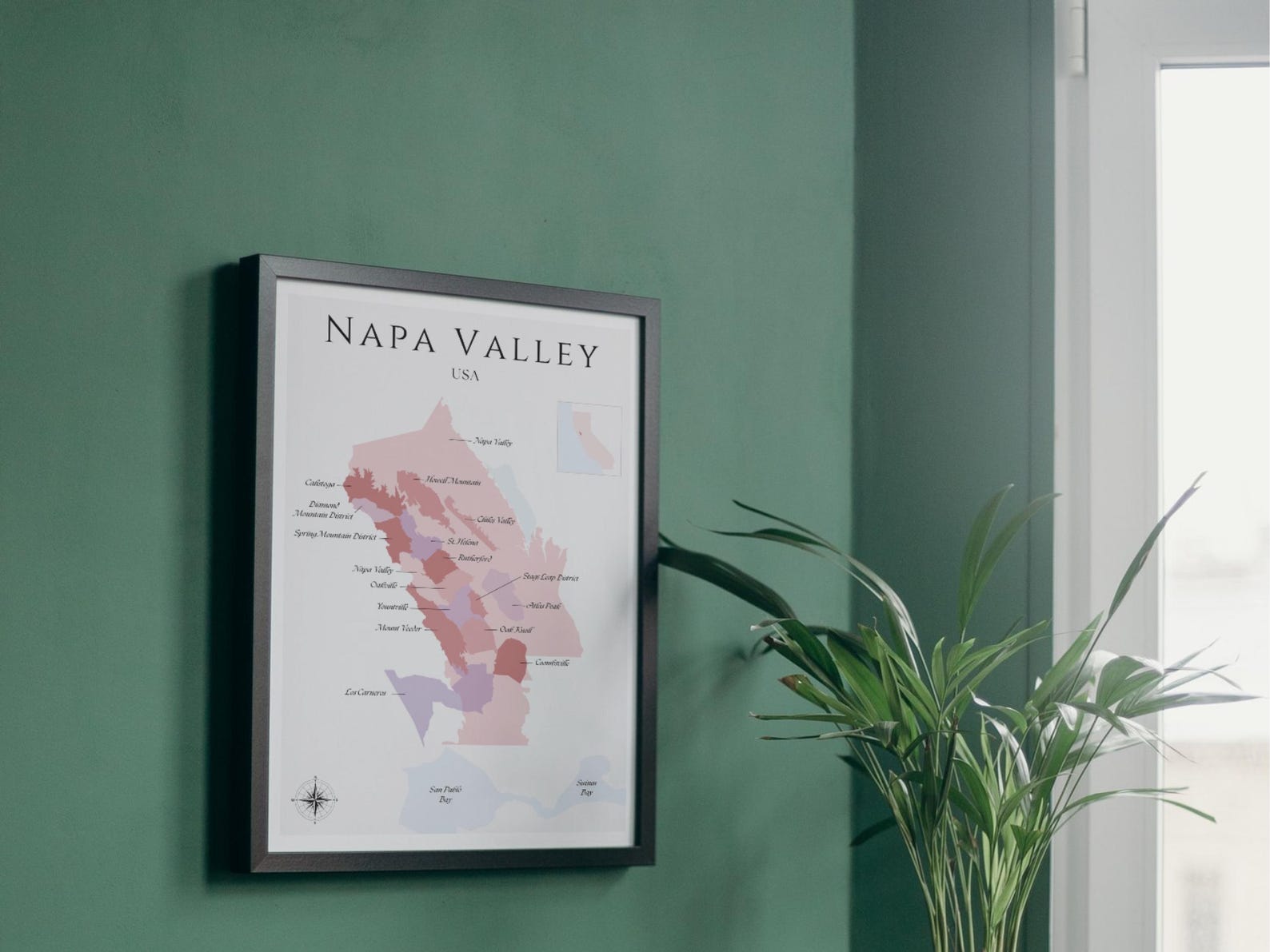 Napa Valley Wine Map (physical Print, Unframed): Elegant Wall Art ...