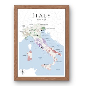 Mapa de vinhos da Itália (produto digital): Explore os vinhedos da Itália - Elegante arte de parede e educação sobre vinhos das regiões vinícolas italianas