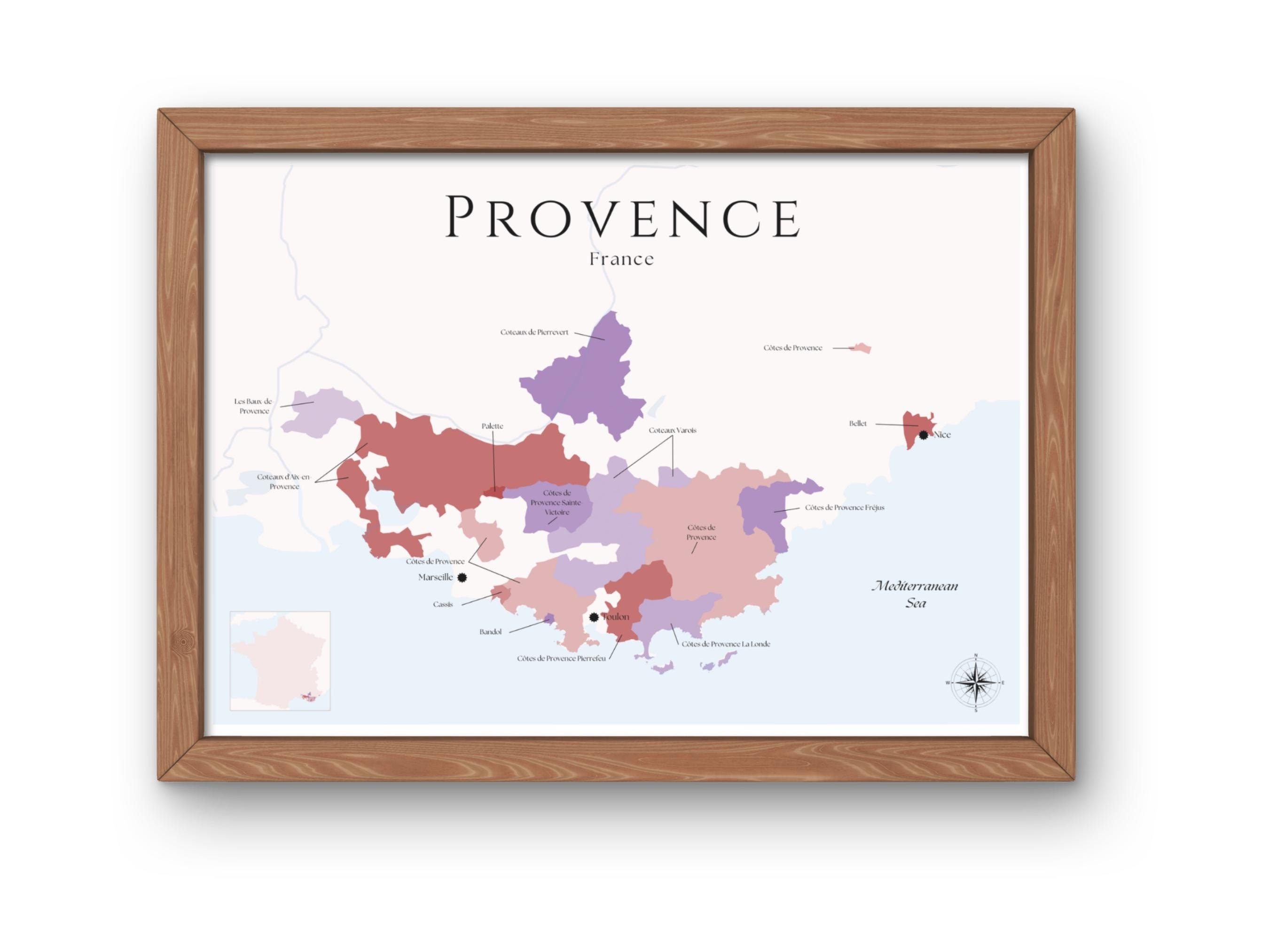 Provence Wine Map (Digital Product): Explore the Vineyards of France - Elegant Wall Art & Wine Education of Provence Wine Region