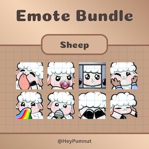 Cute sheep emotes | Twitch | Twitch emotes | Discord | Youtube | Eight (8) sheep inspired emotes | digital download