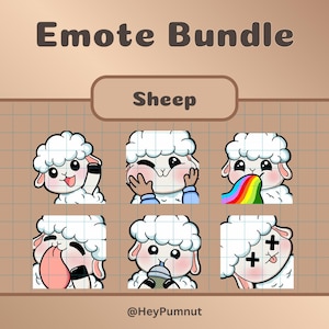 Cute sheep emotes | Twitch | Twitch emotes | Discord | Youtube | Six (6) sheep inspired emotes | digital download