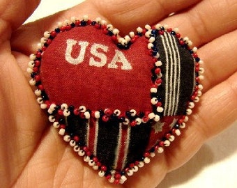 USA Heart Pin  (Similar Heart Made to Order by Request)