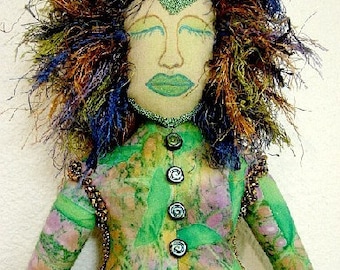 Goddess Spirit Art Doll-Green Goddess  (Made to order by Request)