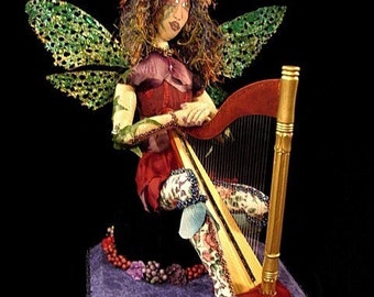 Fairy Doll-Celesta the Harp Fairy (Original is In a Private Collection)  Made to Order by Request