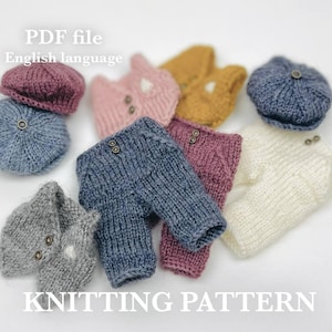 Outfit For Mini Teddy Bear, Knitted Toy Clothes, PDF file, English Language