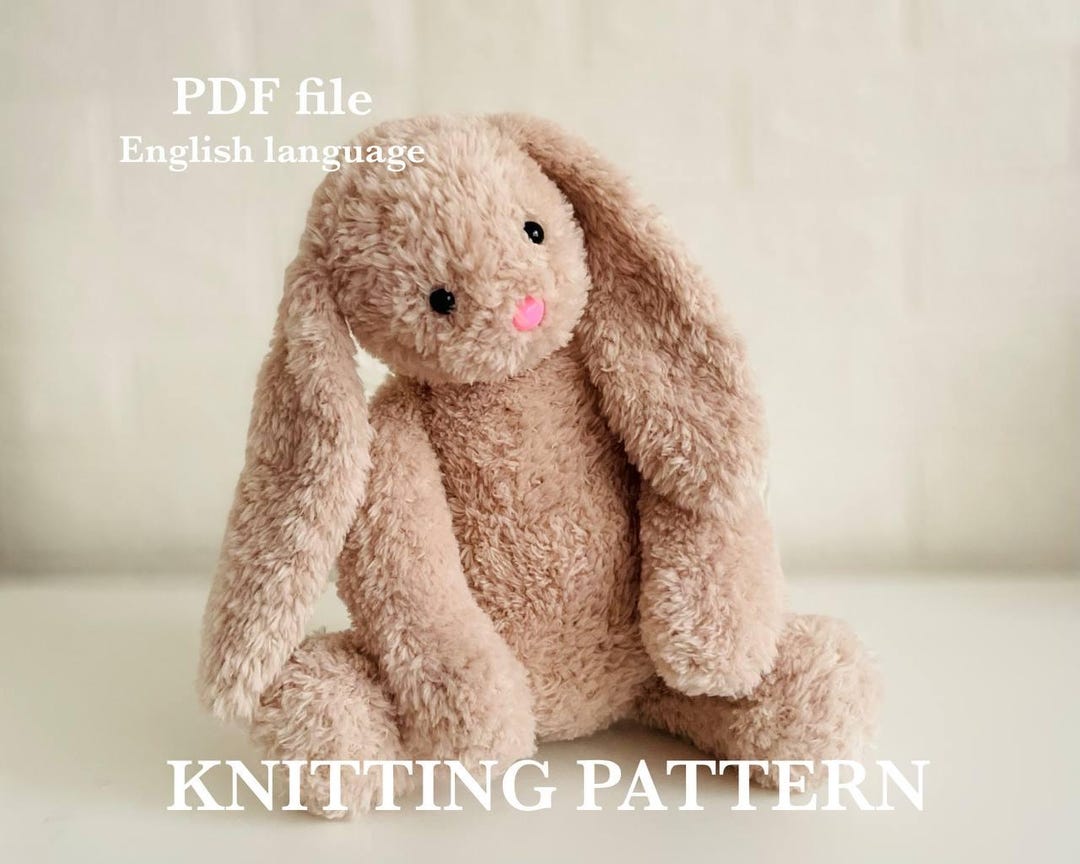 Plush Bunny With Long Ears, Cute Little Bunny, Knitting Toy Pattern ...