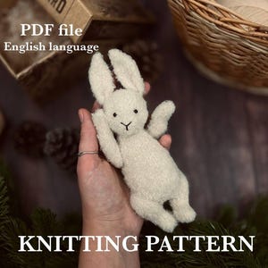 Cute Little Bunny, Knitting Toy Pattern, Little Bunny PDF File, Knitted Hare, Knitted Rabbit Pattern, English Language