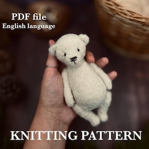 Cute Little Teddy Bear, Knitting Toy Pattern, Teddy Bear PDF File, English Language