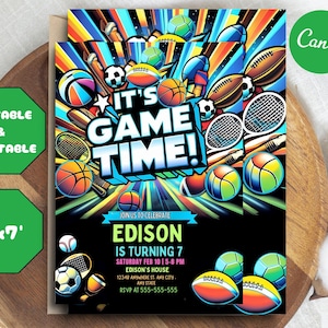 Editable Sports Birthday Invitation, Sports Party invite, Sports game digital invite, All Star Invite, Sports Theme Invite, Instant Download