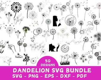 Dandelion SVG, Dandelion Svg Bundle, Dandelion Vector, Dandelion Cricut, Dandelion Clipart, Dandelion Files For Cricut, Silhouette, Clip Art