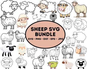 Sheep SVG Bundle, Farm Animal Vector Graphics (Digital Download)