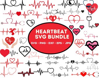 64 Heartbeat SVG Bundle, Ekg Svg, Heart Beat Svg, Heart Beat Svg