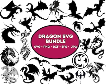 Drachen-Svg-Bundle, Drachen-Svg, Drachen-Schnittdatei, Drachenkopf, Drachen-Clipart, Tier-Svg, Drachen-Silhouette, Drachentattoo-Svg