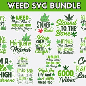 Unkraut-Svg-Bundle, Unkraut-Zitaten-Svg, Weed-Blatt-Svg, Marihuana-Svg, Stoner-Svg, Cannabis-Svg, Good Vibes-Svg, Schnittdateien für Cricut, SilhouetE