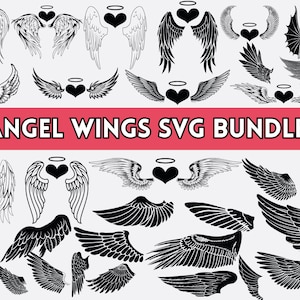 Alas de ángel Svg/ Alas de ángel Png/ Alas de ángel Clipart/ Ángel en el cielo Svg/ Alas de ángel Archivos cortados/ Archivos SVG para Cricut/ Ala de ángel