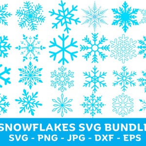 スノーフレーク SVG バンドル、デジタル ダウンロード用スノーフレーク、冬の SVG スノーフレーク ファイル、Cricut、Silhouette、Glowforge