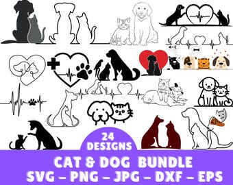 CAT and DOG SVG, Cat and Dog Clipart, Cat and Dog Svg Cut Files For Cricut, Pet Owner Svg