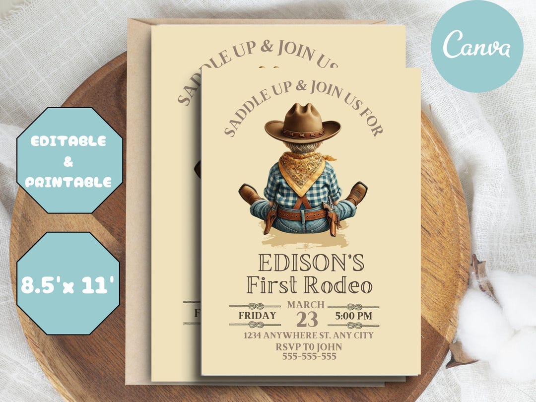 Woody First Rodeo Invite First Rodeo Invitation Template, Wild West Birthday Invite, Boy Cowboy ...