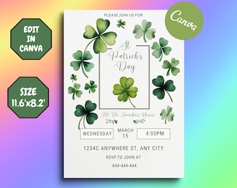 St. Patrick's Day Invitation Shamrock Saint Patrick's Day Party Invite Beer Party Green Irish Any Event Editable Printable Download