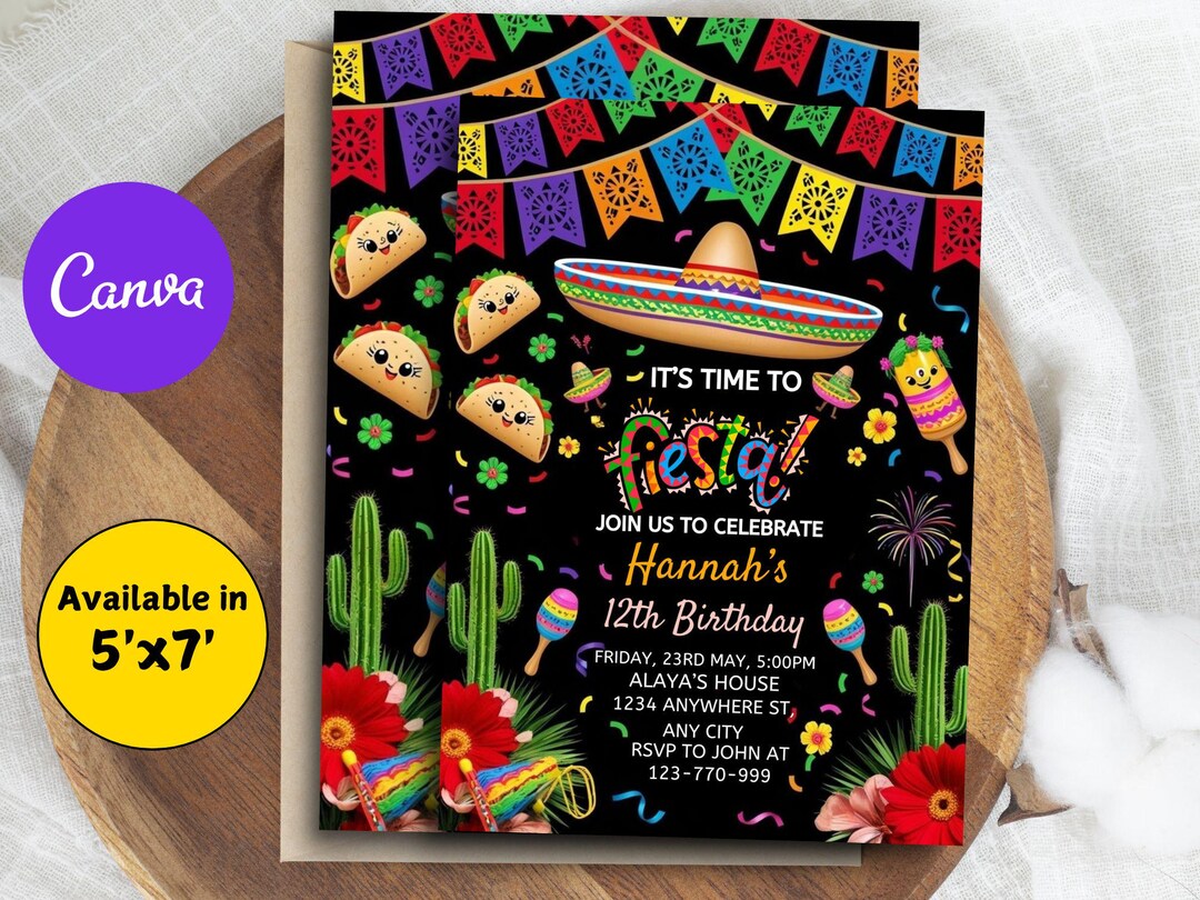 Fiesta Invitation | Mexican Fiesta Theme | Mexican Floral Birthday ...