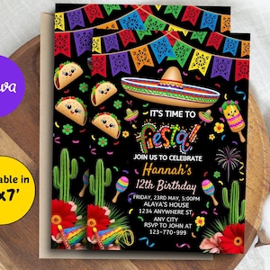 Fiesta Invitation | Mexican Fiesta Theme | Mexican Floral Birthday Invite | Print Or Text | Mexican Theme Invitation | Editable Invitation