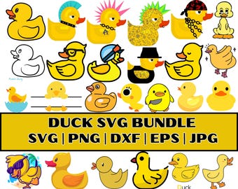 May include: A set of 20 colorful duck SVG files for crafting and design projects. The ducks are in various poses and styles, including cartoon, realistic, and whimsical. The set includes SVG, PNG, DXF, EPS, and JPG file formats.