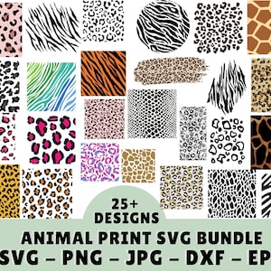 Animal Print SVG Bundle, Animal Print PNG Bundle, Animal Print Clipart, Leopard Print Svg, Cheetah Print Svg, Tiger Print Svg, Cow Print Svg