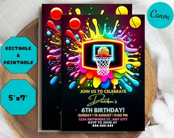 Basketball Invitation, Basketball Birthday Invite, Boys Girls Basketball Invite, Sports Invitation, Sports Theme, Instant Download