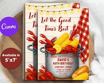 Seafood Boil Party Einladung – Let the Good Times Roll! Langusten Fest, Verlobung & Mehr | Bearbeitbare digitale Einladung