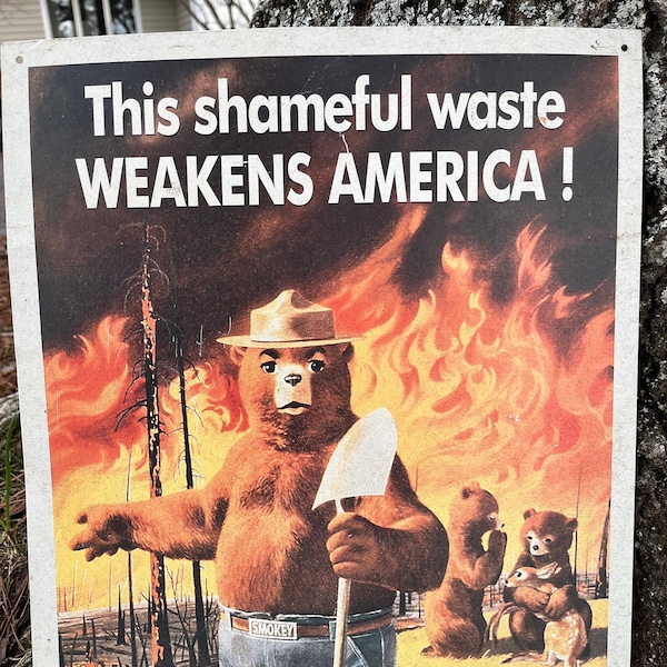 Vintage SMOKEY THE BEAR Metal Sign